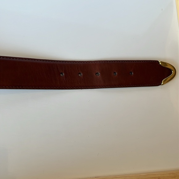 Fossil Brown Leather Belt Size Large Gold Brass Buckle Classic Jeans - Picture 8 of 12